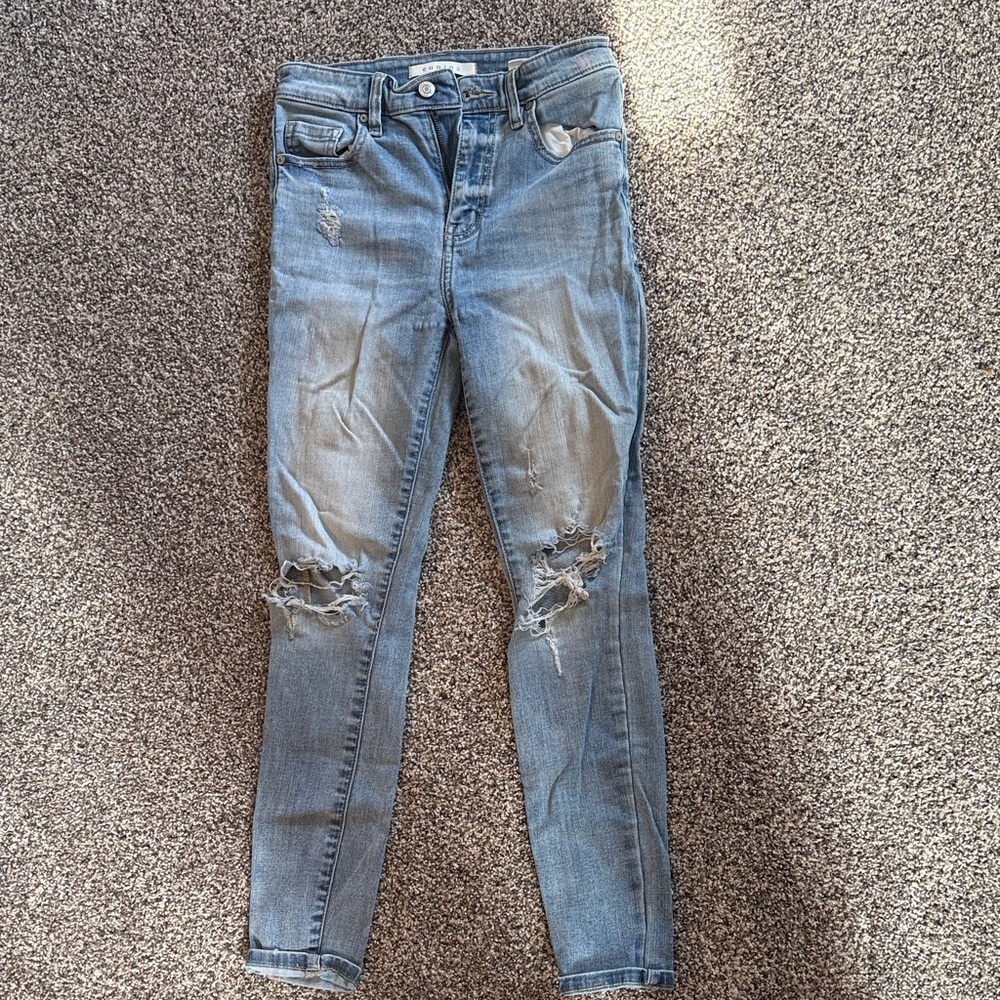 Eunina Women's Distressed Blue Skinny Jeans Size 1/25